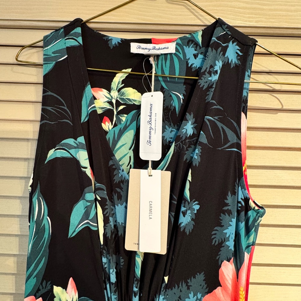 Tommy Bahama Floral Maxi Dress with Pink and Green Accents